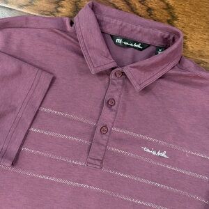 Travis Mathew Men's Polo Shirt Embroidered Logo Medium Golf Performance Purple